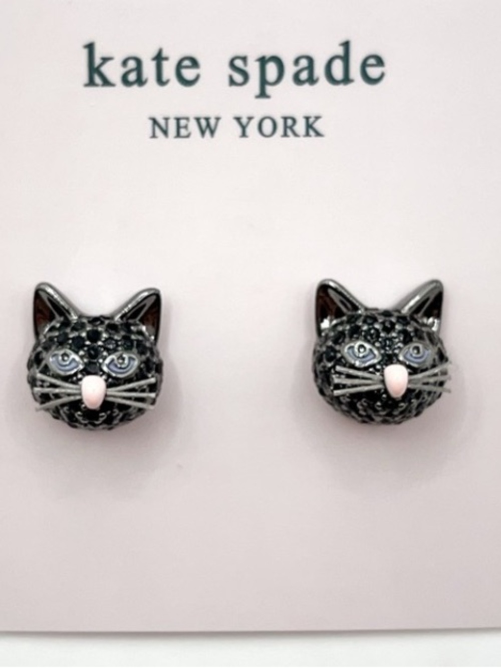 KATE SPADE NEW YORK ♠️ OUT OF THE BAG BLACK CAT STUD EARRINGS🐈‍⬛